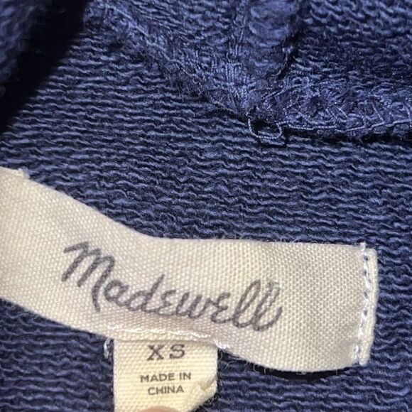 MADEWELL Navy and White Retro Hoodie Sweatshirt-XS - Picture 8 of 9